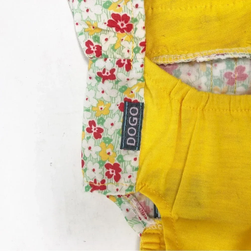 DOGGO | Floral Spring Dog Dress Yellow Accents and Bow Size X-Small NWOT